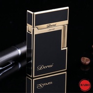 Bật Lửa Gas Đá Derui Đen Bóng Viền Vàng ( FullBox Tặng Thẻ Bài Đa Năng )