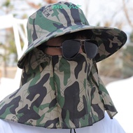 MOCHO Man Sun Hat,  Cotton Sunscrean Bucket Hat, Fashion Neckline Mask Face Mask Wide Brim Cover Face Cap Summer