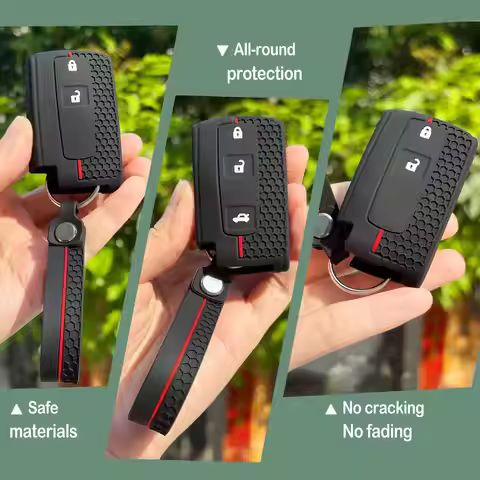 A Set/Keychain + Key Case For TOYOTA Prius Gen II Corolla Verso 2.0 D4d Camry Prius Silicone Key Cas