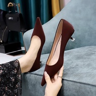 4 Colors Large Size 34-43 Banquet Women's Shoes Pointed Toe Shallow Mouth Mid-Heel Stiletto Heel Eur