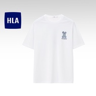 HLA Qee Series Icy Cotton Qee Bear Printing Slightly Wide Shoulder Summer Short Sleeve T-Shirt Men-H