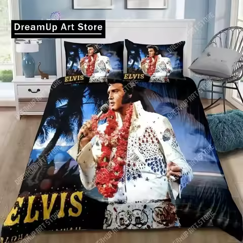 Poster Collection E-Elvis Presley Bedding Set Single Twin Full Queen King Size Bed Set Adult Kid Bed