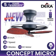 [NEW] DEKA CONCEPT MICRO 20Inch 3 Blades 14 Speed DCMotor Remote Control LED Ceiling Fan With Light Kipas Siling Syiling
