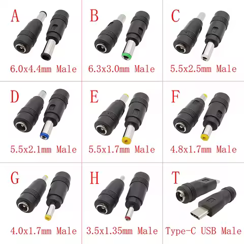 DC Power Male To Female Adapter 6.0x4.4mm 6.3x3.0mm 5.5x2.5mm 5.5x2.1mm 5.5x1.7mm 4.8x1.7mm 4.0x1.7m