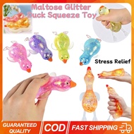 Glitter Duck Squeeze Toy Squishy Maltose Stress Relief Kids Fidget Toy Cute Animal Sugar Stress Ball