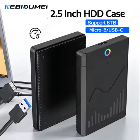 KEBIDUMEI 2.5 Inch Hard Drive Enclosure USB 3.0 5Gbps External Hard Disk Case 6TB Supports 7mm 9.5mm