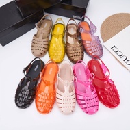 【New Arrivals】2023 New Melissa Women's Shoes Jelly Shoes Sandals Baotou Retro Woven Simple Roman Shoes Ins