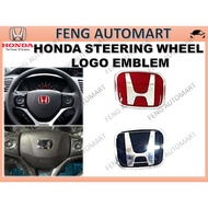 Honda Steering Wheel Logo Emblem For Civic FD FB FC City BRV CRV HRV Acoord Jazz Stream Odyssey Freed TYPE-R Emblem Logo