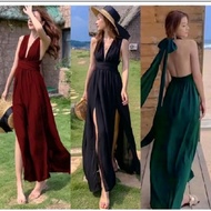 New lezi Korean women's dress, thigh-split beach dress