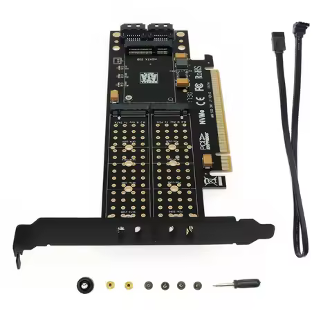 PCI-E 3.0 X16 to M.2 SSD PCIE to M2 Adapter Raiser M Key B Key mSATA 2 x 7Pin SATA Port NVME M2 SSD 