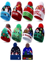 Lote 10 Gorro Navideño con Luz Gorro decorado de Navidad Gorro para Fiesta Navideña Luz Led