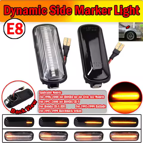 2Pcs Dynamic LED Side Marker Lights Turn Signal Indicator Car Accessories For Honda Civic EK 2/3/4dr
