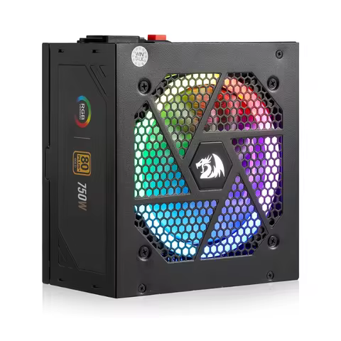 Redragon RGPS-750W 80+ Gold 750 Watt ATX Fully Modular Power Supply w/ 80 Plus Gold Certified, Black