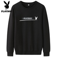 Playboy เสื้อกันหนาวลำลองแขนยาวสำหรับผู้ชายและผู้หญิงสีล้วนใส่สบายสำหรับฤดูใบไม้ร่วงและฤดูหนาว