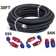 10FT 12FT 16FT Nylon Braid Fuel Hose 6an an6 -6an 3/8" PTFE Fuel Line Kit with PTFE fitting *6
