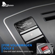 For VW Volkswagen Golf 8 2020-2023 Carbon Fiber Car Start Stop Button Cover Sticker Trim Interior Ac