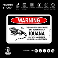 Iguana Lizard Pet Sticker. Stickers Sign Label Warning Caution Danger Risk Animal. Funny Biawak Pele