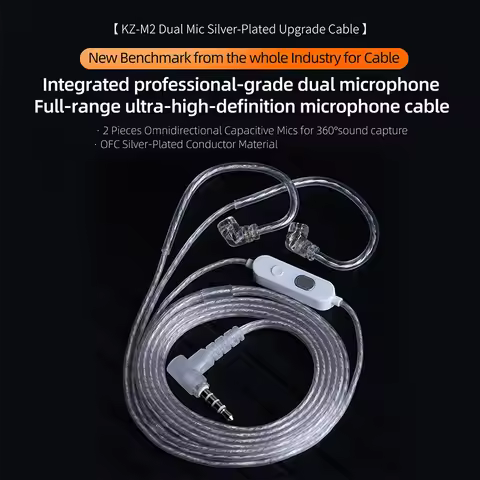 KZ M2 Headphone Cord Dual Mic Silver Plated Cable TypeC/3.5MM Upgrade Cable Earphone Cable Headset W