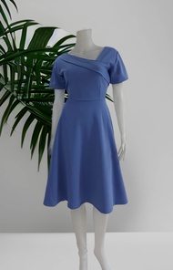 Francel 1 side female french vintage elegant dress skirt black square collar puff sleeve waist huggi