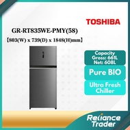 【FREE SHIPPING】Toshiba 661L Two Door Inveter Fridge GR-RT835WE-PMY(58)