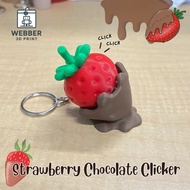 CLICKER - Webber 3D Print : Strawberry Chocolate Clicker Keychain Fidget Fruits Fidget Clicker Fidge