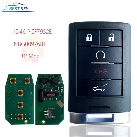 BEST KEY Smart Remote Car Key For Cadillac SRX CTS XTS DTS 2010 - 2014 NBG009768T 315MHz ID46 PCF795