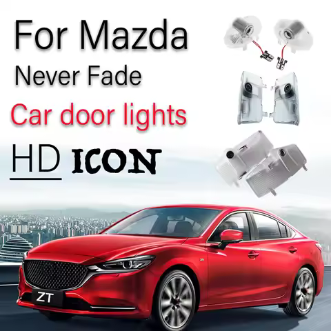 2PC HD Glass Lens Car Door Light Laser Decor Projection Lamp Never Fade Car Accessories For Mazda 8 