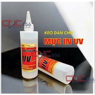 Glue for UV and UV-bond inks, also known as UV glue. Glue used specifically for UV ink surfaces