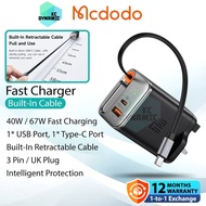 Mcdodo CH-409 67W Charger Adapter Built-In Retractable Cable Wall Charger Mcdodo CH-4090 Mcdodo Char