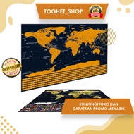 Poster Scratch Map World Map Version National Flag Poster Map Wall Sticker Decorative Scratch Map