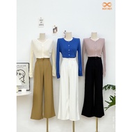 Button Round Neck Ribbed Sweater Code H90