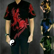 Men's Short Sleeve Dragon Batik Shirt