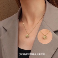 Ht Retro High-End Feeling 18K Gold Titanium Steel Fuxi Pendant Necklace Female ins Trendy Stainless 