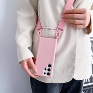 Plain Widen Colors Sling Phone Case For Samsung S25 S24PLUS S23FE A16 A36/A56 A15 A55 Soft Cover