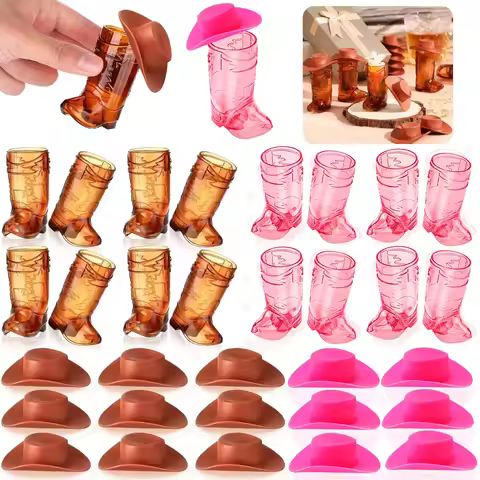 20PCS Mini Cowboy Boot Shot Glass Cowgirl Party Supplies Western Mugs for Cowboy Cowgirl Decorations