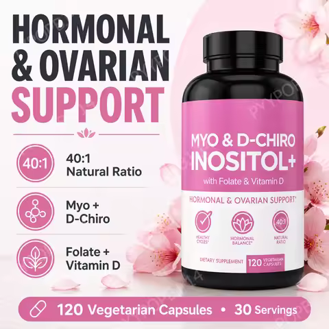 Myo&D-Chiro Inositol 40:1 with Folate Vitamin D3 120 Capsules 30 Servings Non-GMO Gluten Free Women’