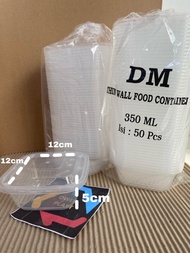 THINWALL MEREK DM SQ KOTAK KECIL/KOTAK MAKAN PLASTIK 350ML ISI 50 SET