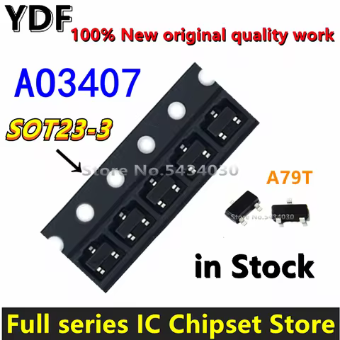 (50pcs) 100% New AO3407 3407 MOSFET A79T MOSFT P-Ch -30V -3.6A 64mOhm MOS field effect transistor SO
