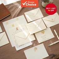 Retro Stationery Kit: 4 Decorative Papers and 2 Envelopes for Writing Love Letters and Invitations