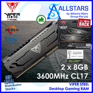 Patriot Viper Steel 16GB (2x8GB) DDR4 3600MHz CL17 Gaming RAM Kit (PATRIOT-PVS416G360C7K)