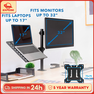 Monitor Stand Arm Laptop Stand Adjustable Dual Desktop Monitor and Laptop Stand up to 32" Monitor and up to 17" Laptop