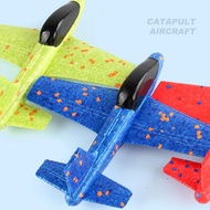 Kids Airplane Toy Throwing Foam Glider Toy Airplane Launcher Toy LED abbermy
