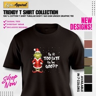 S-5XL Grinch Christmas Unisex Tshirt 100% Cotton Baju COD