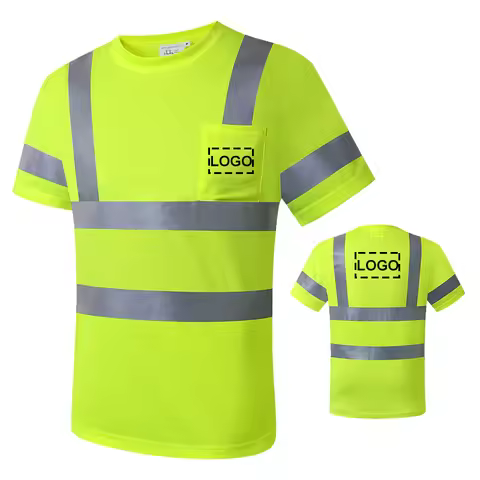 Hi Vis Shirt Logo or Text Custom High Visibility Safety Work T-shirt Size S-7XL Reflective Shirt Men