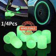 [ Wholesale Prices ]1/4Pcs High Quality Anti Air Leak Tires Accessories Luminous Valve Caps Tire Decorative Valve Caps Universal Valve Core Caps Fluorescent Green Tire Caps