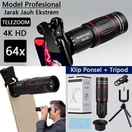 APEXEL 64x Telephoto Phone Lens Zoom Phone Camera Lens/ With Phone Clip / For Taking Photos Videos F