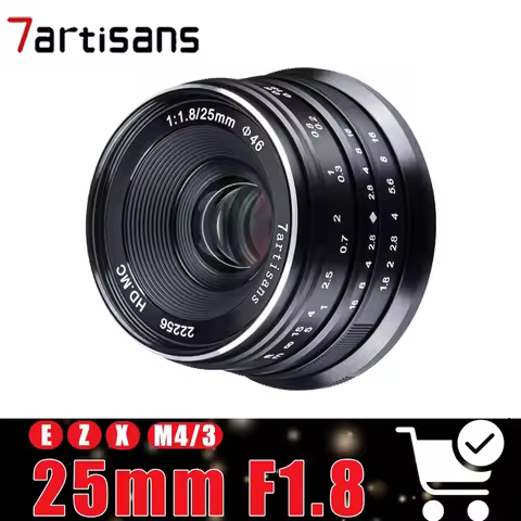 7artisans APS-C 25mm F1.8 Manual Focus Large Aperture Fixed Focus Camera Lens Compatible with Sony E