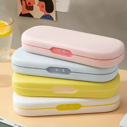‌Minimalist Double-Layer Robot-Themed Pencil Case – 22cm Waterproof Storage Box Colorful Stationery 