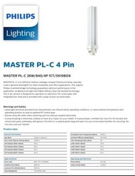 飛利浦 PHILIPS MASTER PL-C 26W/840/4P 四針慳電管
