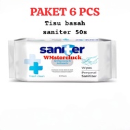 Tissue basah Saniter antiseptic & antibacterial 50 sheets/Tisu basah saniter antiseptik dan antibakt